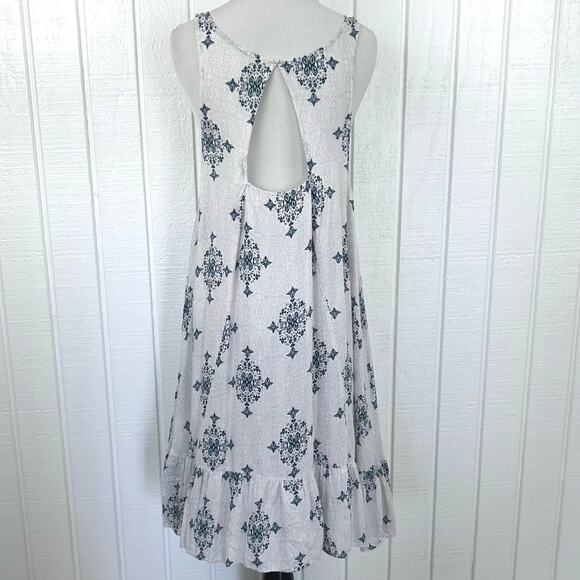 Free People Intimately Sleeveless Boho Mini Dress Medium Green Print Flowy - Picture 5 of 7